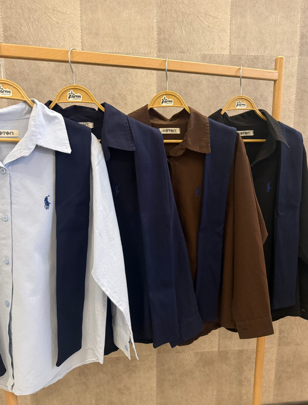 شومیز گلدوزی polo با پلیور سرشونه ای